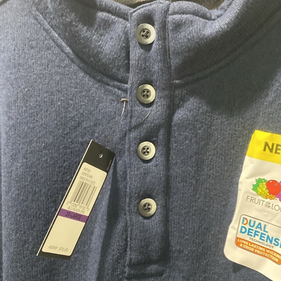 Van Heusen Men's l Pullover 1/4 Button Sweater Long Sleeve blue -Black Size XXL - Picture 5 of 6